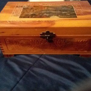 Beautiful Vintage Wooden Box with Intricate Designs